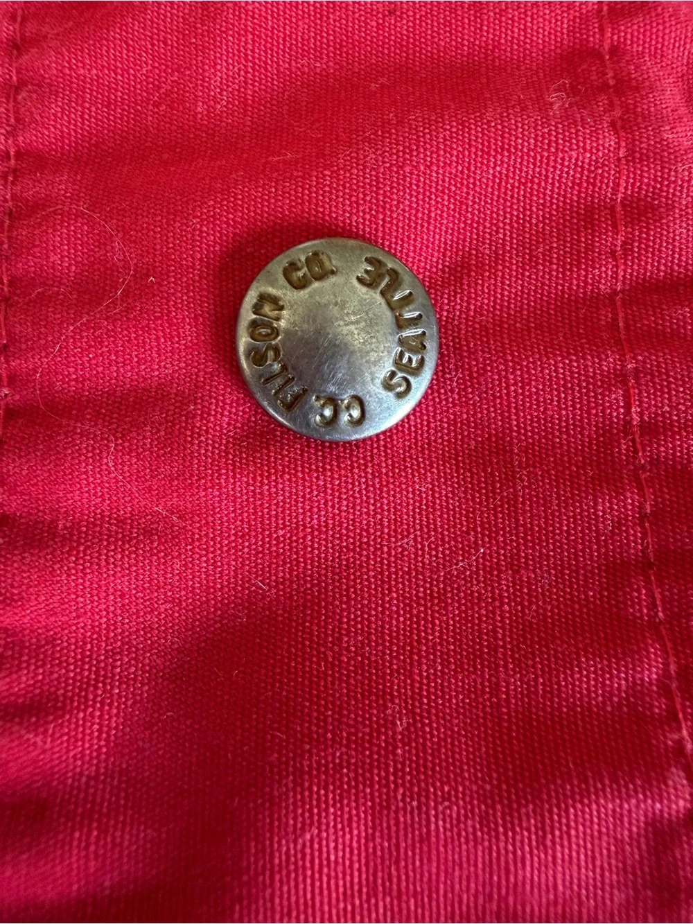 Vintage Filson Red Utility Fishing Vest with Snaps, Pockets 1950s-1970s Gorpcore